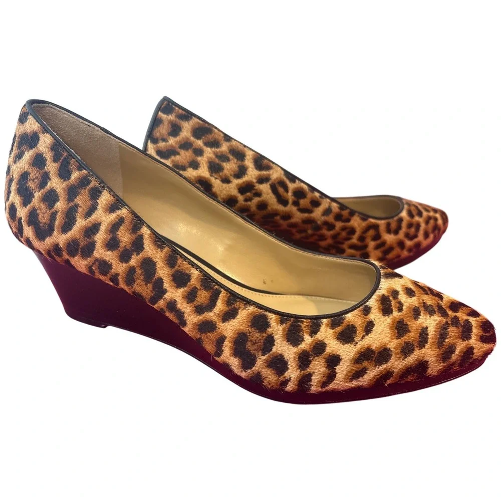 Talbots   Leopard Print Calf‎ Hair Wedge Pumps  Size 7.5 EUC